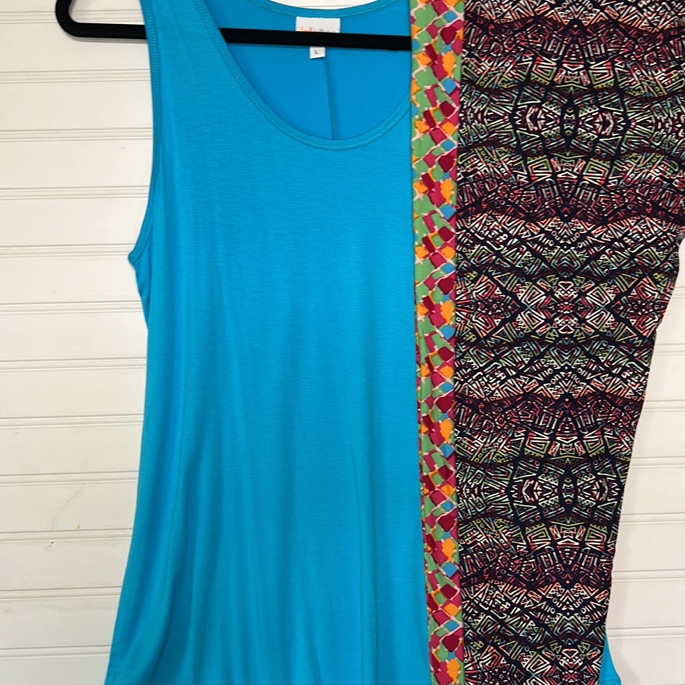 3 piece LulaRoe outfit Large blue tank top TC matching leggings brand new NWT